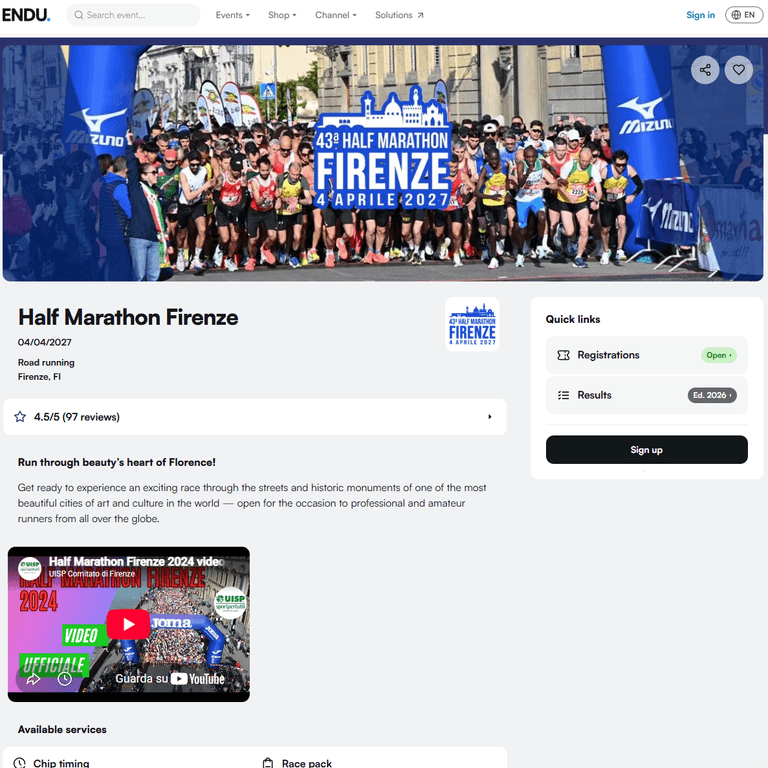 Half Marathon Firenze 2027: aperte le iscrizioni